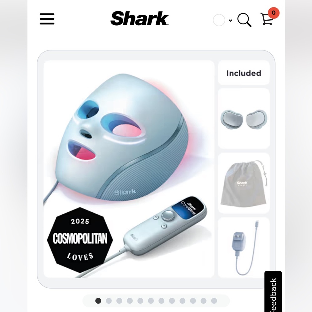 Shark™ CryoGlow™ Red Blue & Infrared iQLED Face Mask & Under Eye Cooling